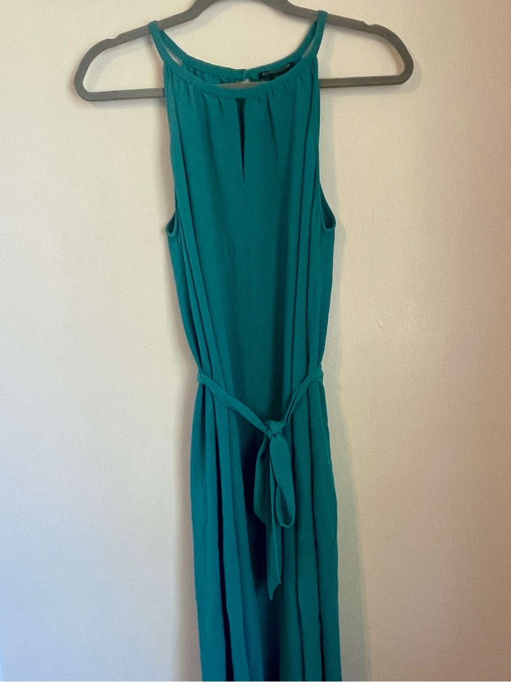 Eileen Fisher Teal Sleeveless Maxi Dress with Tie Waist
